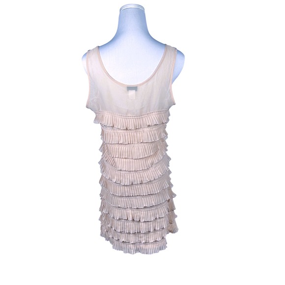 H&M Dress Womens Medium Blush Pink‎ Flapper-Style Tier Ruffle Sleeveless Chiffon - Picture 3 of 10